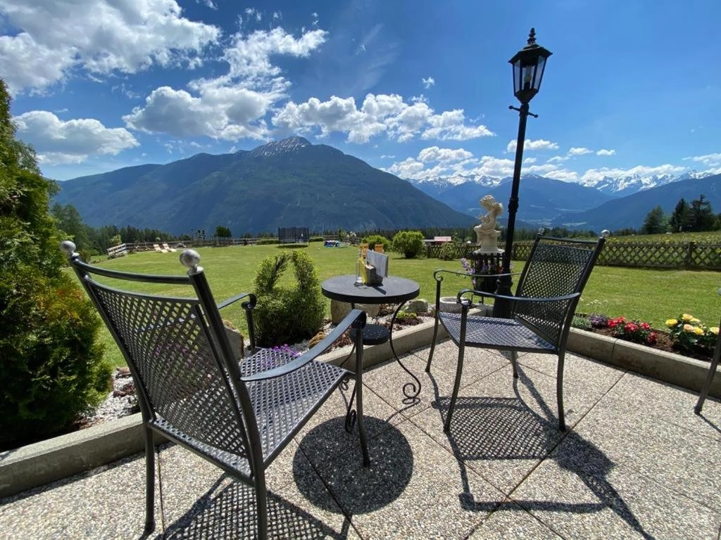 Hotel Belmont terrace view over the Tyrolean Alps